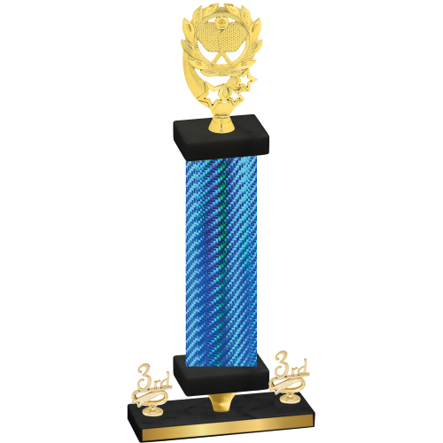 Premium Single Blue Carbon Fiber Third Place Pickleball Trophy