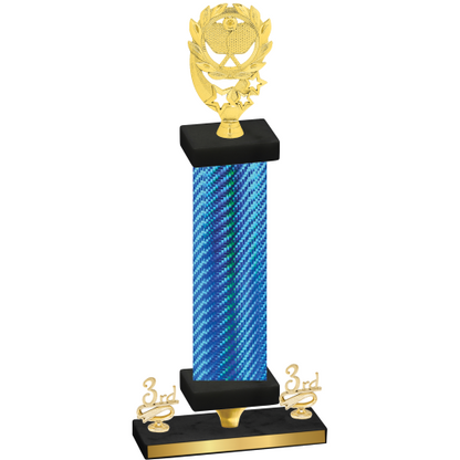 Premium Single Blue Carbon Fiber Third Place Pickleball Trophy