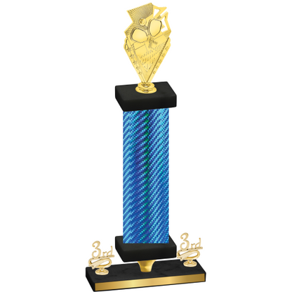Premium Single Blue Carbon Fiber Third Place Pickleball Trophy