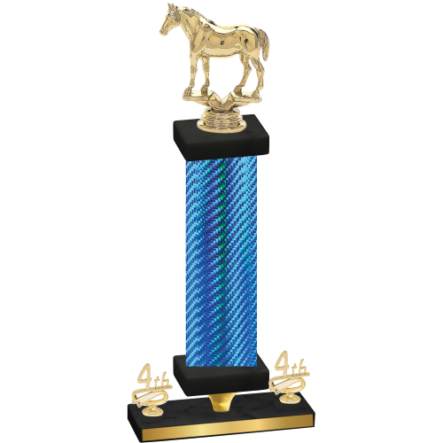 Premium Single Blue Carbon Fiber Fourth Place Horses Trophy
