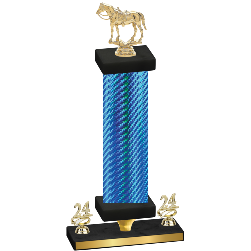 Premium Single Blue Carbon Fiber Year Horses Trophy