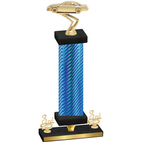 Premium Single Blue Carbon Fiber Third Place Cars Trophy