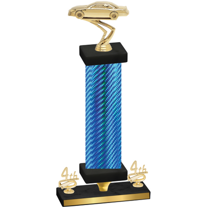 Premium Single Blue Carbon Fiber Fourth Place Cars Trophy