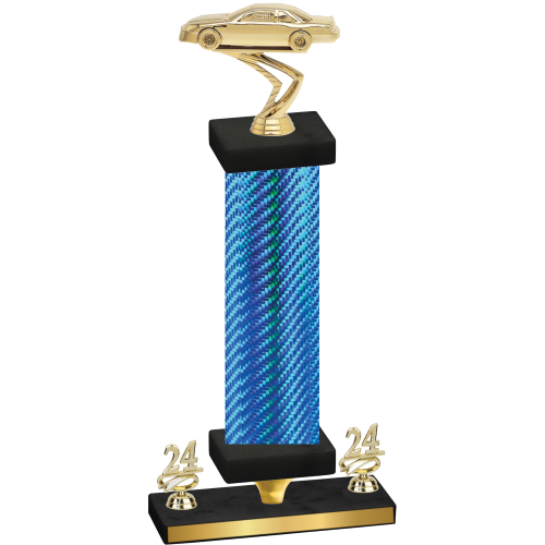 Premium Single Blue Carbon Fiber Year Cars Trophy