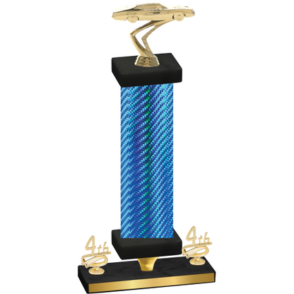 Premium Single Blue Carbon Fiber Fourth Place Cars Trophy