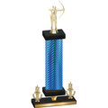 Premium Single Blue Carbon Fiber Victory Archery Trophy
