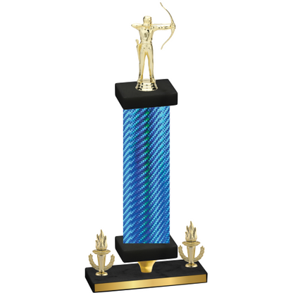 Premium Single Blue Carbon Fiber Victory Archery Trophy