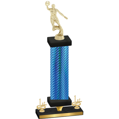 Premium Single Blue Carbon Fiber First Place Basketball Trophy