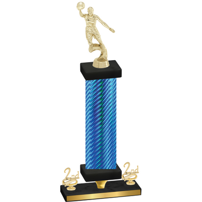Premium Single Blue Carbon Fiber Second Place Basketball Trophy
