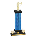 Premium Single Blue Carbon Fiber Second Place Archery Trophy