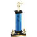 Premium Single Blue Carbon Fiber Victory Archery Trophy