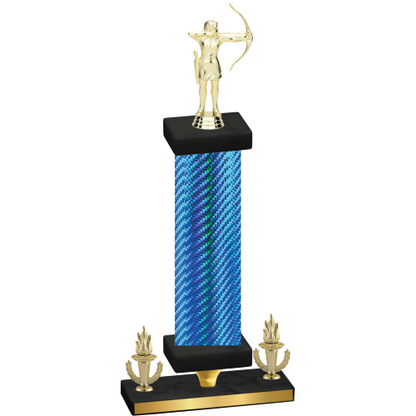 Premium Single Blue Carbon Fiber Victory Archery Trophy