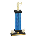 Premium Single Blue Carbon Fiber Year Archery Trophy
