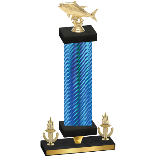 Premium Single Blue Carbon Fiber Victory Fishing Trophy