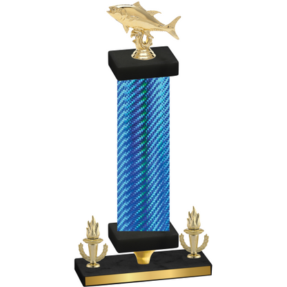 Premium Single Blue Carbon Fiber Victory Fishing Trophy