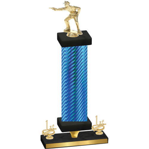 Premium Single Blue Carbon Fiber First Place Shooter Trophy