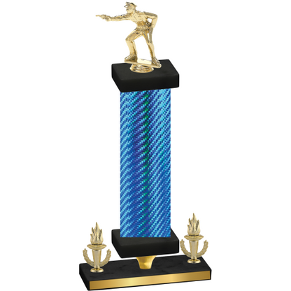 Premium Single Blue Carbon Fiber Victory Shooter Trophy