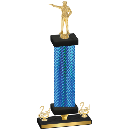 Premium Single Blue Carbon Fiber Second Place Shooter Trophy