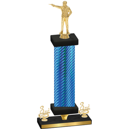 Premium Single Blue Carbon Fiber Third Place Shooter Trophy