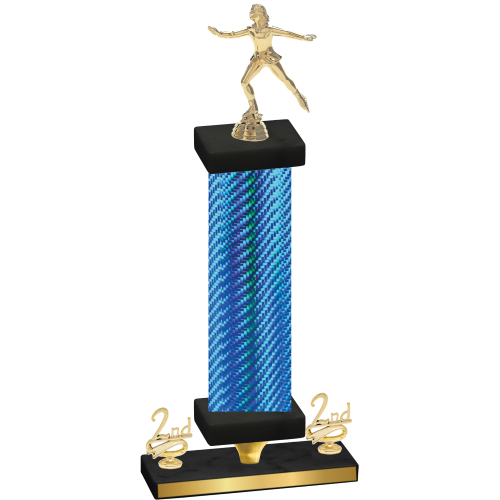 Premium Single Blue Carbon Fiber Second Place Skater Trophy