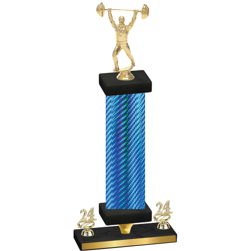 Premium Single Blue Carbon Fiber Year Weights Trophy