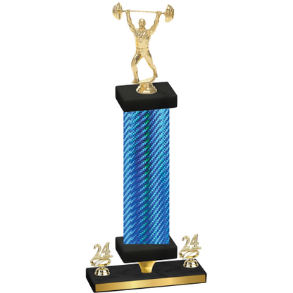 Premium Single Blue Carbon Fiber Year Weights Trophy