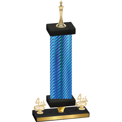 Premium Single Blue Carbon Fiber Fourth Place Chess Trophy