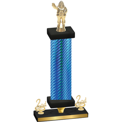 Premium Single Blue Carbon Fiber Second Place Holiday Trophy