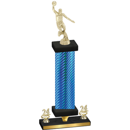 Premium Single Blue Carbon Fiber Year Basketball Trophy