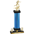 Premium Single Blue Carbon Fiber Year Flag Football Trophy