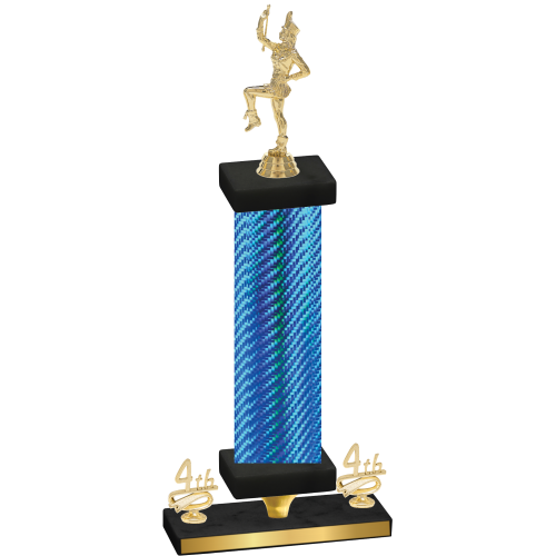 Premium Single Blue Carbon Fiber Fourth Place Majorette Trophy
