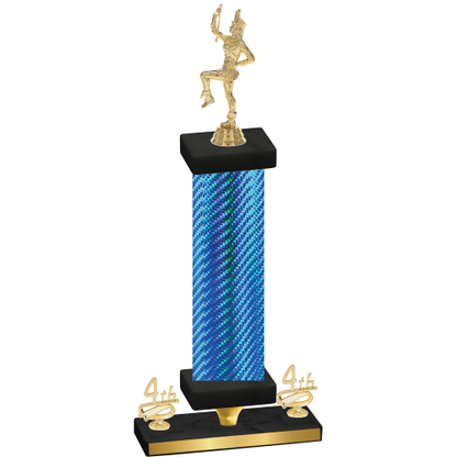 Premium Single Blue Carbon Fiber Fourth Place Majorette Trophy