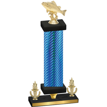 Premium Single Blue Carbon Fiber Victory Fishing Trophy