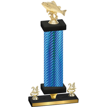Premium Single Blue Carbon Fiber Year Fishing Trophy
