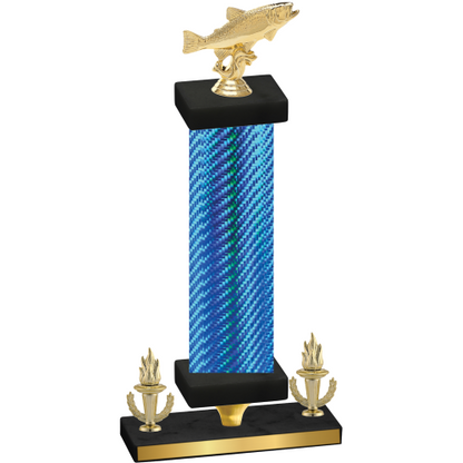 Premium Single Blue Carbon Fiber Victory Fishing Trophy