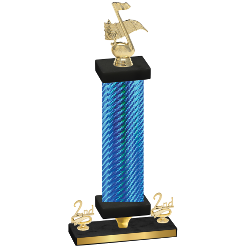 Premium Single Blue Carbon Fiber Second Place Music Trophy