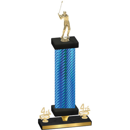 Premium Single Blue Carbon Fiber Fourth Place Golf Trophy