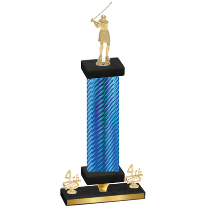 Premium Single Blue Carbon Fiber Fourth Place Golf Trophy