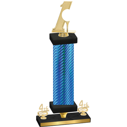Premium Single Blue Carbon Fiber Fourth Place Golf Trophy