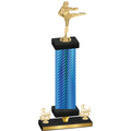 Premium Single Blue Carbon Fiber Third Place Karate Trophy