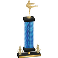 Premium Single Blue Carbon Fiber Victory Karate Trophy