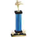 Premium Single Blue Carbon Fiber Third Place Karate Trophy