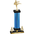 Premium Single Blue Carbon Fiber Victory Karate Trophy
