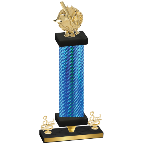 Premium Single Blue Carbon Fiber Third Place Baseball Trophy