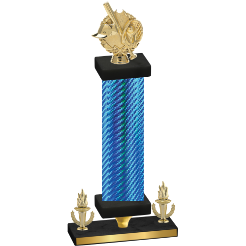 Premium Single Blue Carbon Fiber Victory Baseball Trophy