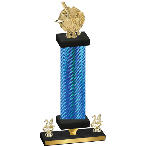 Premium Single Blue Carbon Fiber Year Baseball Trophy