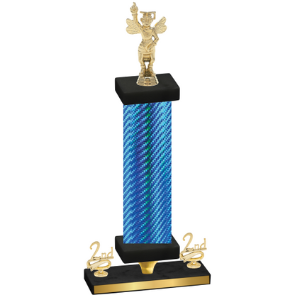 Premium Single Blue Carbon Fiber Second Place Academics Trophy