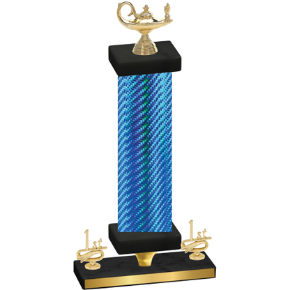 Premium Single Blue Carbon Fiber First Place Academics Trophy