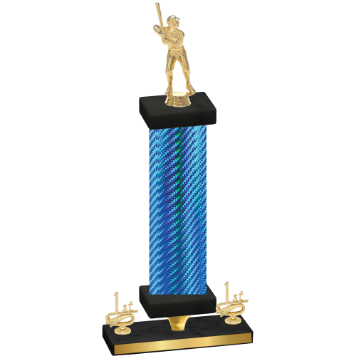 Premium Single Blue Carbon Fiber First Place Baseball Trophy