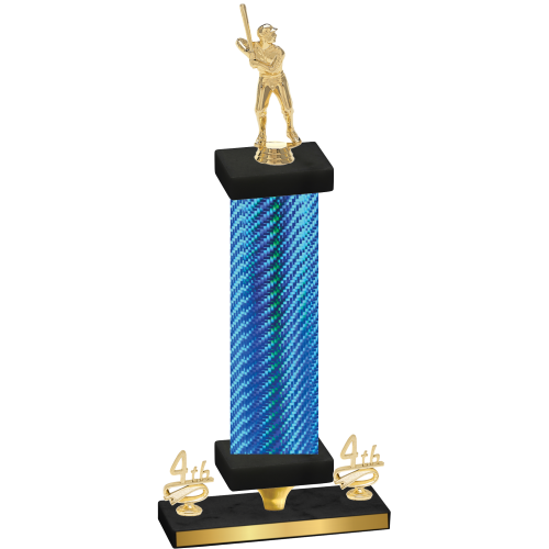 Premium Single Blue Carbon Fiber Fourth Place Baseball Trophy